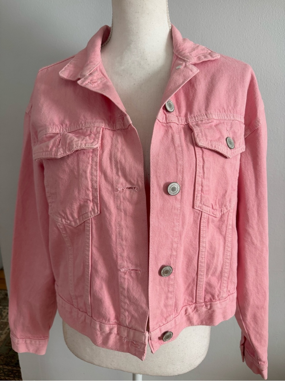 Cuidado con el perro Pink Denim crop Jean Jacket size small